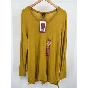 Adrianna Papell Women's Goldenrod Shirt Tunic Top Size XL NEW V-Neck Blouse